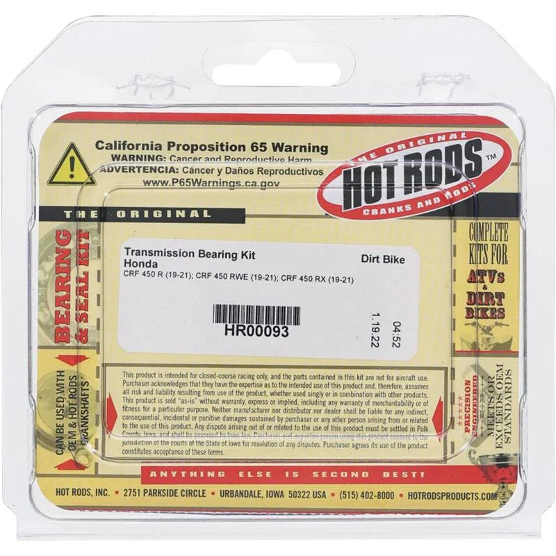 Hot Rods 19-21 Honda CRF 450 R 450cc Transmission Bearing Kit - Back View