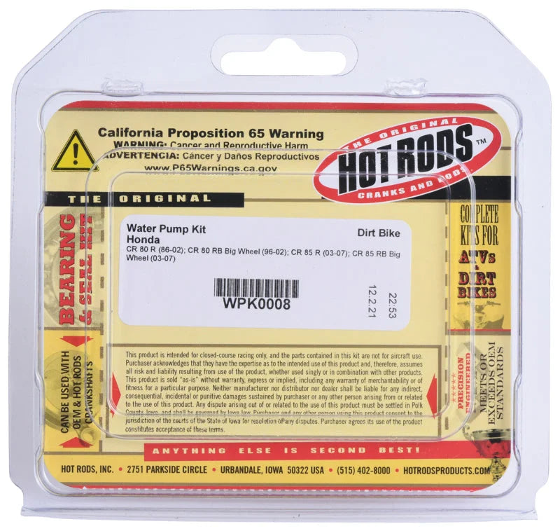 Hot Rods 86-02 CR 80 R/96-02 CR 80 RB Big Wheel Water Pump Kit - Side View