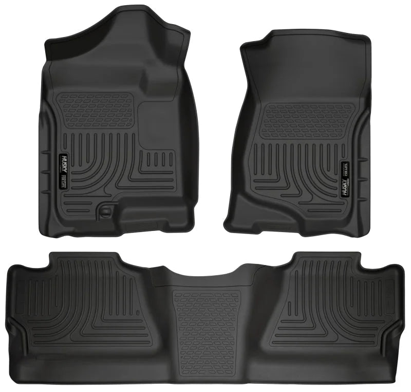 Husky Liners 07-12 Chevy Silverado/GMC Sierra Crew Cab WeatherBeater Combo Black Floor Liners - Main Product View