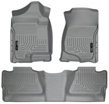 Load image into Gallery viewer, Husky Liners 07-12 Chevy Silverado/GMC Sierra Crew Cab WeatherBeater Combo Gray Floor Liners - Main Product View
