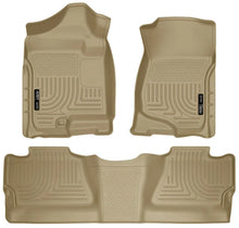 Load image into Gallery viewer, Husky Liners 07-12 Chevy Silverado/GMC Sierra Crew Cab WeatherBeater Combo Tan Floor Liners - Main Product View