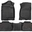 Load image into Gallery viewer, Husky Liners 07-12 Chevy Silverado/GMC Sierra Extended Cab WeatherBeater Combo Black Floor Liners - Main Product View