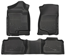 Load image into Gallery viewer, Husky Liners 07-12 Chevy Silverado/GMC Sierra Extended Cab WeatherBeater Combo Black Floor Liners - Main Product View