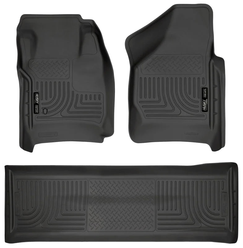 Husky Liners 08-10 Ford SD Crew Cab WeatherBeater Combo Black Floor Liners (w/o Manual Trans Case) - Main Product View