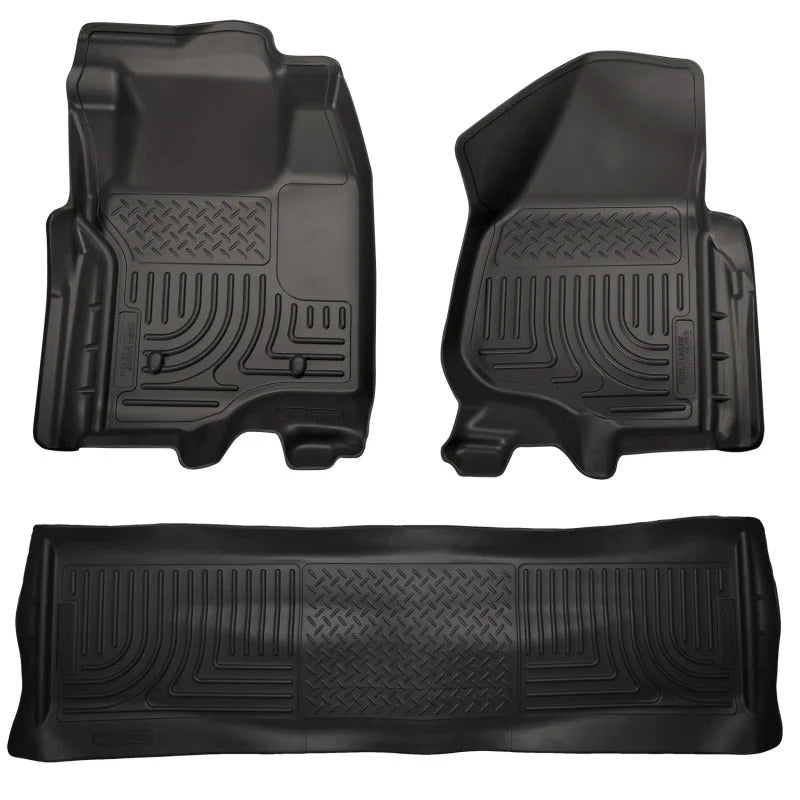 Husky Liners 11-12 Ford SD Crew Cab WeatherBeater Combo Black Floor Liners (w/o Manual Trans Case) - Main Product View
