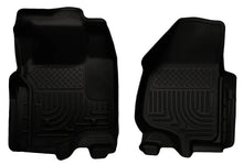 Load image into Gallery viewer, Husky Liners 11-12 Ford Super Duty Crew &amp; Extended Cab WeatherBeater Front Row Black Floor Liners - Main Product View