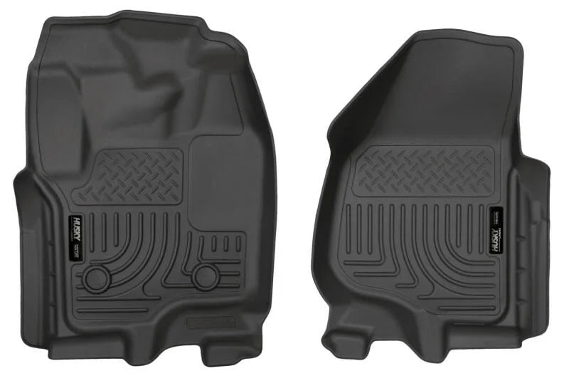 Husky Liners 12-15 Ford Super Duty Crew & Extended Cab WeatherBeater Front Row Black Floor Liners - Main Product View
