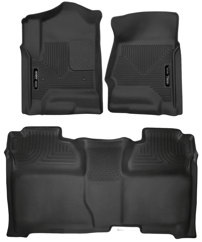 Husky Liners 14-18 Chevrolet Silverado Crew Cab X-Act Contour Front & Second Seat Floor Liners - Main Product View