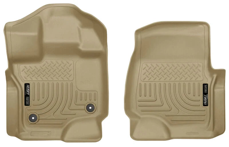 Husky Liners 15-23 Ford F-150 Super/Super Crew Cab WeatherBeater Tan Front Floor Liners - Main Product View