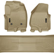 Load image into Gallery viewer, Husky Liners 2012.5 Ford SD Crew Cab WeatherBeater Combo Tan Floor Liners (w/o Manual Trans Case) - Main Product View