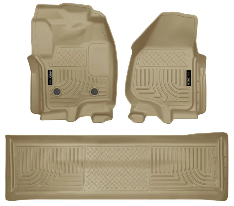 Husky Liners 2012.5 Ford SD Crew Cab WeatherBeater Combo Tan Floor Liners (w/o Manual Trans Case) - Main Product View