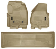 Load image into Gallery viewer, Husky Liners 2012.5 Ford SD Crew Cab WeatherBeater Combo Tan Floor Liners (w/o Manual Trans Case) - Main Product View