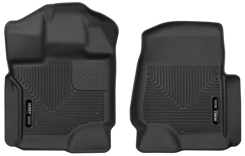 Husky Liners 2017 Ford Super Duty (Crew Cab / Super Cab) WeatherBeater Black Front Floor Liners - Side View