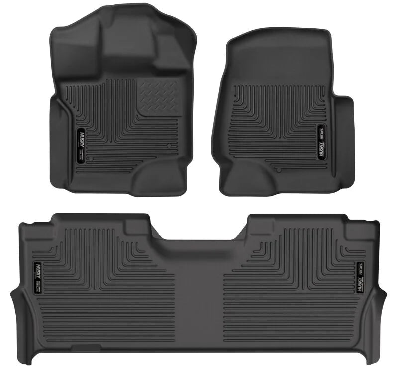 Husky Liners 21-23 Ford F-150 CC SC X-Act Contour Front & Second Row Seat Floor Liners - Black - Main Product View