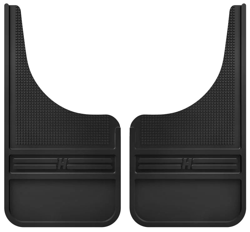 Husky Liners Universal 12in Wide Black Rubber Front Mud Flaps w/o Weight - Side View