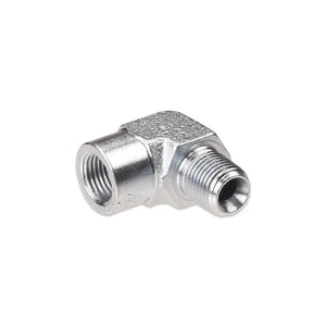 IAG Performance 90 Degree 1/8 inch NPT Male to Female Zinc Plated Fitting. IAG-AFD-2060 - Main Product View