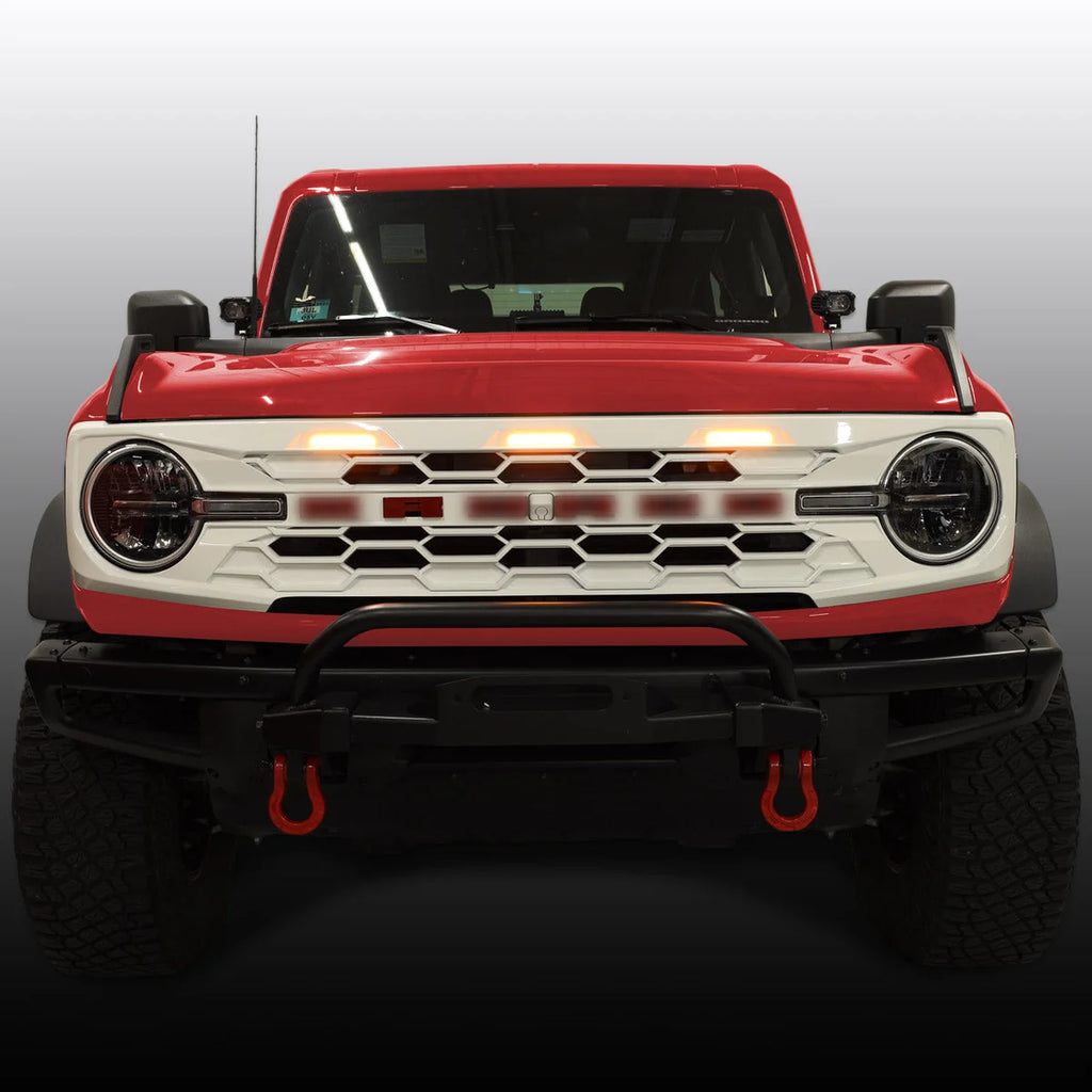 IAG Performance IAG I-Line Para-Hex Style Front Grille Gloss White w/ Lights 2021+ Ford Bronco IAG-BDY-F3117 - Installatio...
