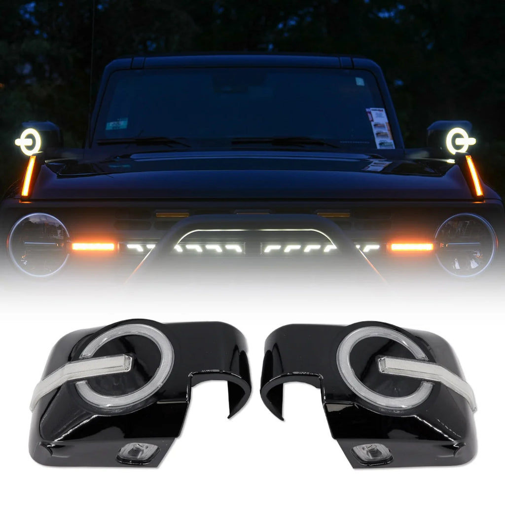 IAG Performance IAG I-Line Side Mirror Lighted Cap for 2021+ Ford Bronco in Gloss Black Finish IAG-BDY-F3177 - Main Produc...