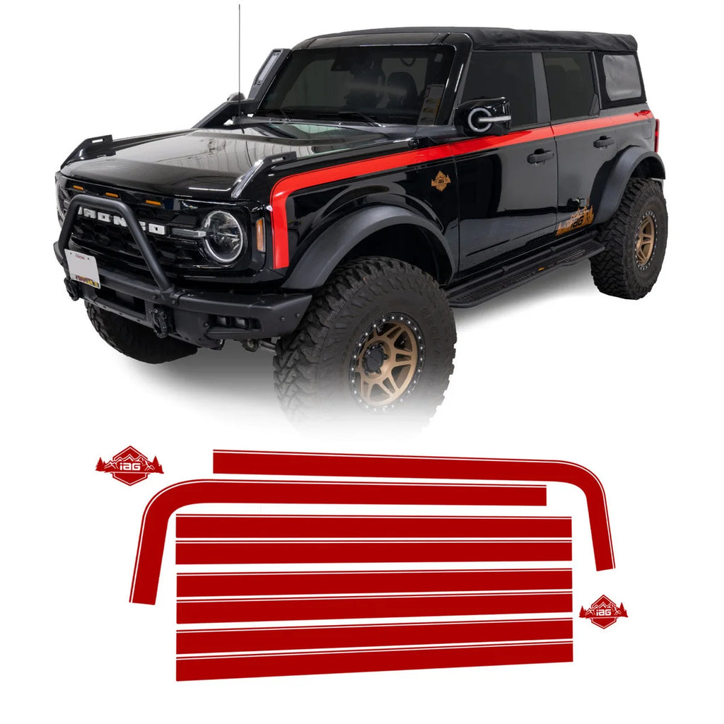 IAG Performance IAG Off-Road Boss Style Vinyl Side Stripe Kit Red IAG-BDY-F2080RD - Main Product View