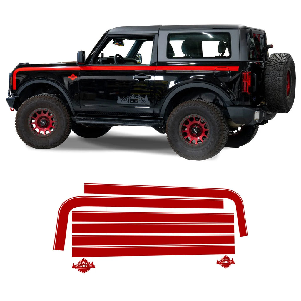 IAG Performance IAG Off-Road Boss Style Vinyl Side Stripe Kit Red IAG-BDY-F2081RD - Main Product View