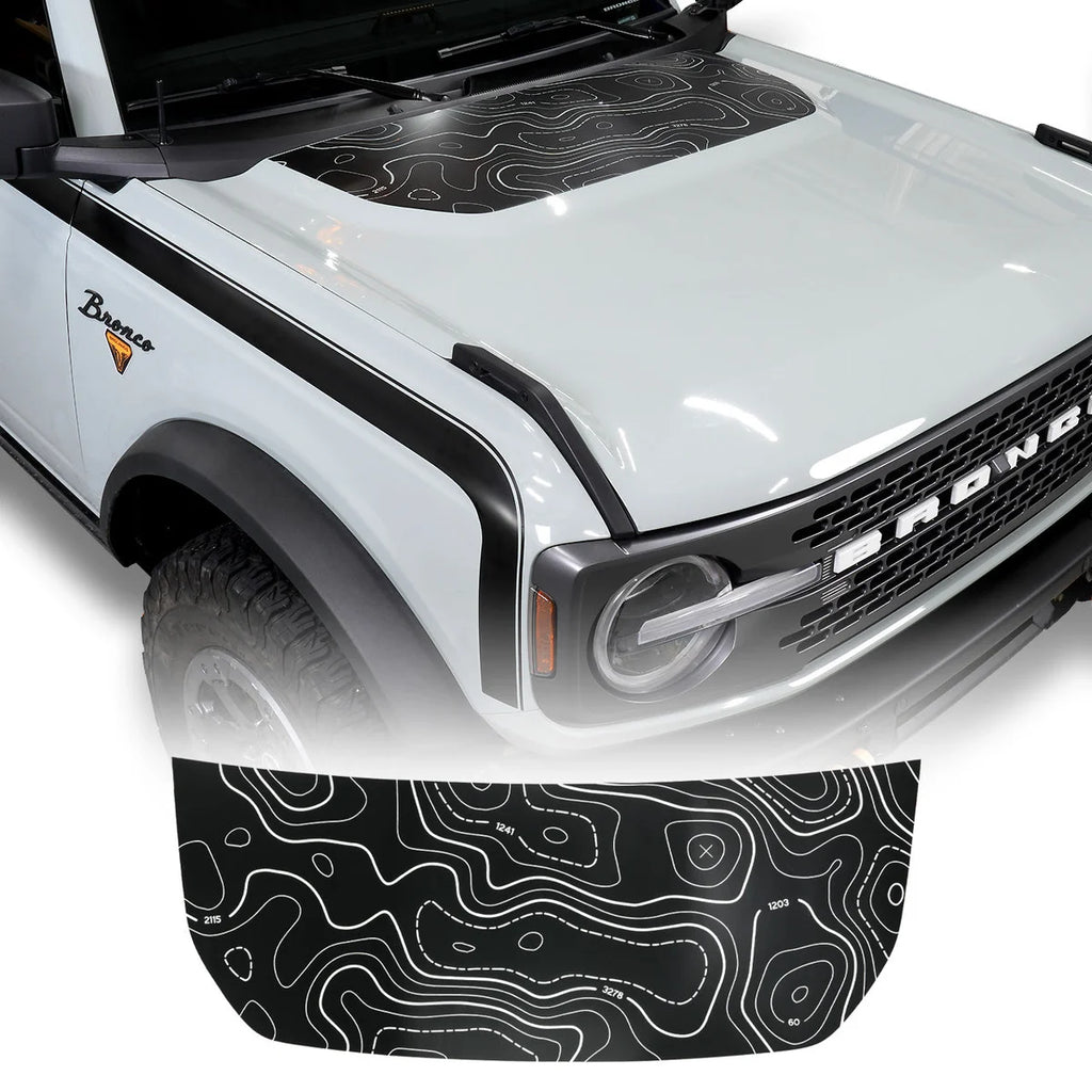 IAG Performance IAG Off-Road Front Hood Graphic - Topograph Design for 2021+ Ford Bronco IAG-BDY-F2083 - Main Product View