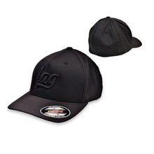 Load image into Gallery viewer, IAG Performance IAG Performance Black Flexfit Cap with Black Script Logo in size large/x-large IAG-APP-2043LXL - Side View
