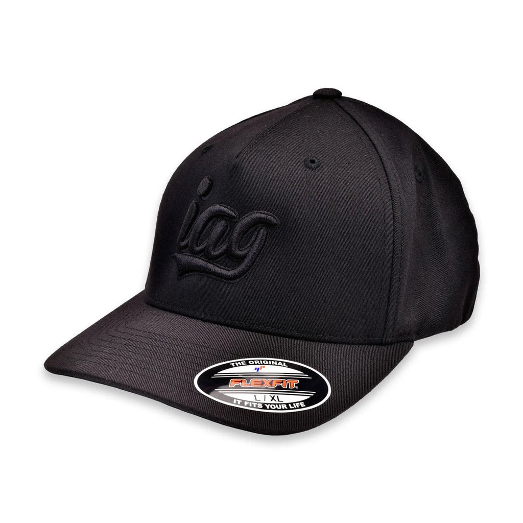 IAG Performance IAG Performance Black Flexfit Cap with Black Script Logo in size small/medium IAG-APP-2043SM - Main Produc...