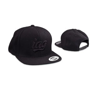 IAG Performance IAG Script Logo Embroidered Snapback Cap - Black. IAG-APP-2013 - Main Product View