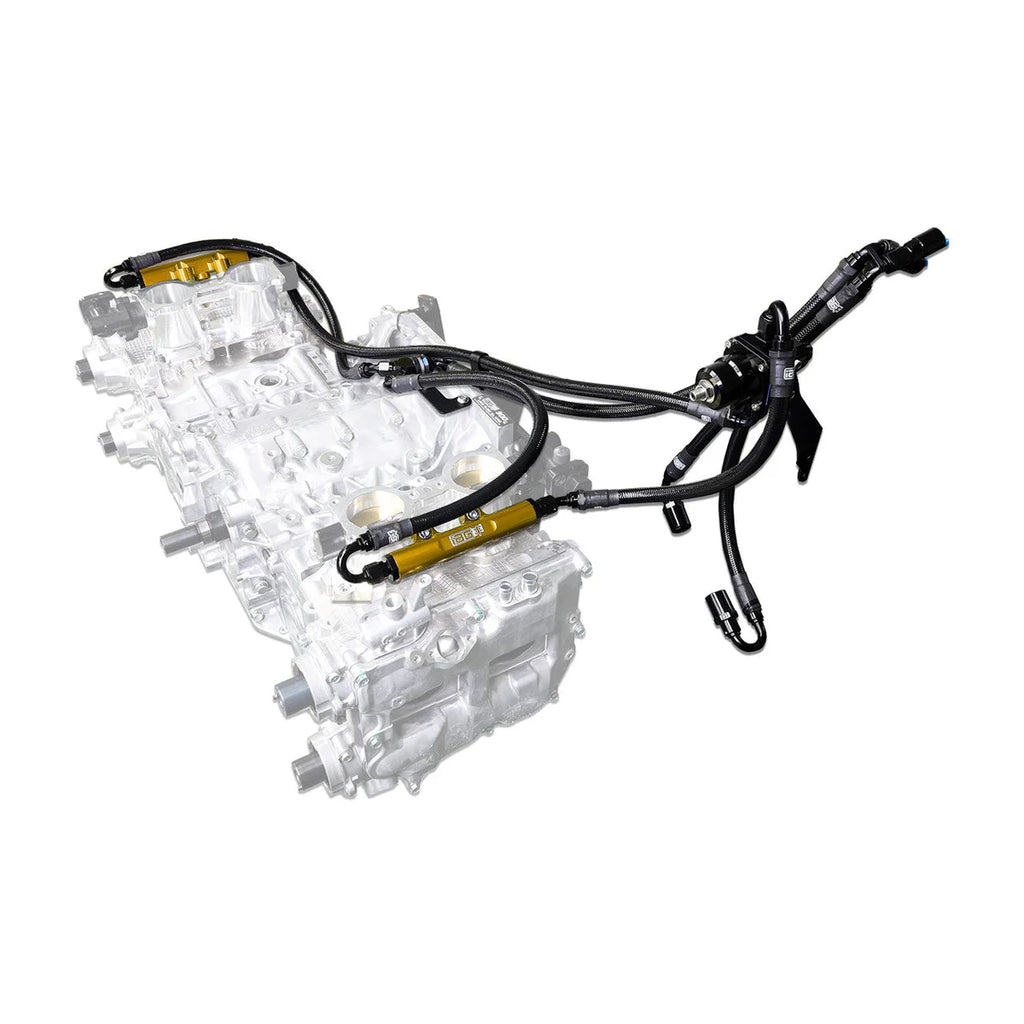 IAG Performance PTFE Flex Fuel Syst Kit w/ FIC Injectors, Aeromotive FPR, IAG Fuel Rails (Gold) IAG-AFD-2340GD - Side View