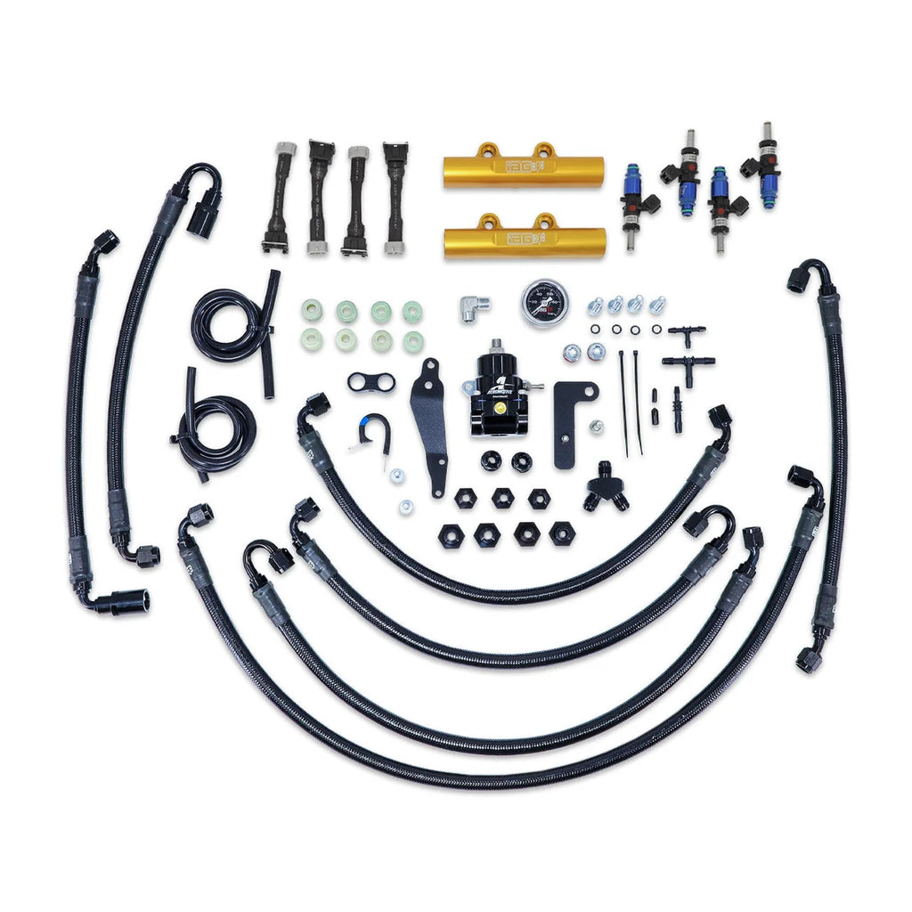 IAG Performance PTFE Flex Fuel Syst Kit w/ FIC Injectors, Aeromotive FPR, IAG Fuel Rails (Gold) IAG-AFD-2342GD - Main Prod...