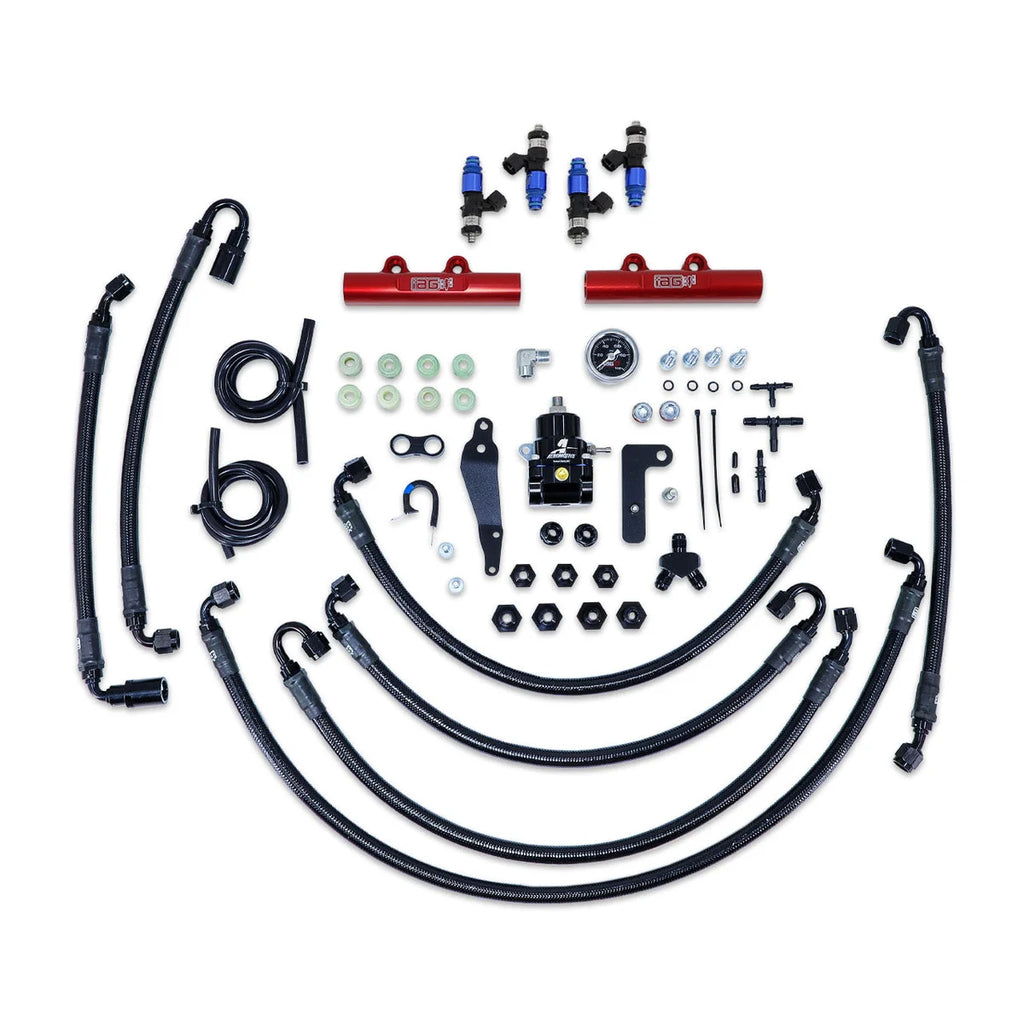 IAG Performance PTFE Flex Fuel System Kit w/ FIC Injectors, Aeromotive FPR, IAG Fuel Rails (Red) IAG-AFD-2346RD - Main Pro...