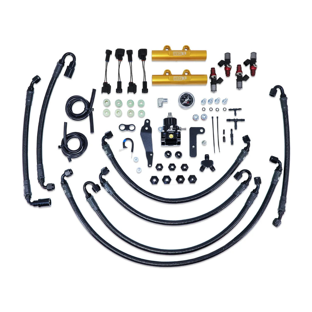 IAG Performance PTFE Flex Fuel System Kit w/ ID Injectors, Aeromotive FPR, IAG Fuel Rails (Gold) IAG-AFD-2322GD - Main Pro...