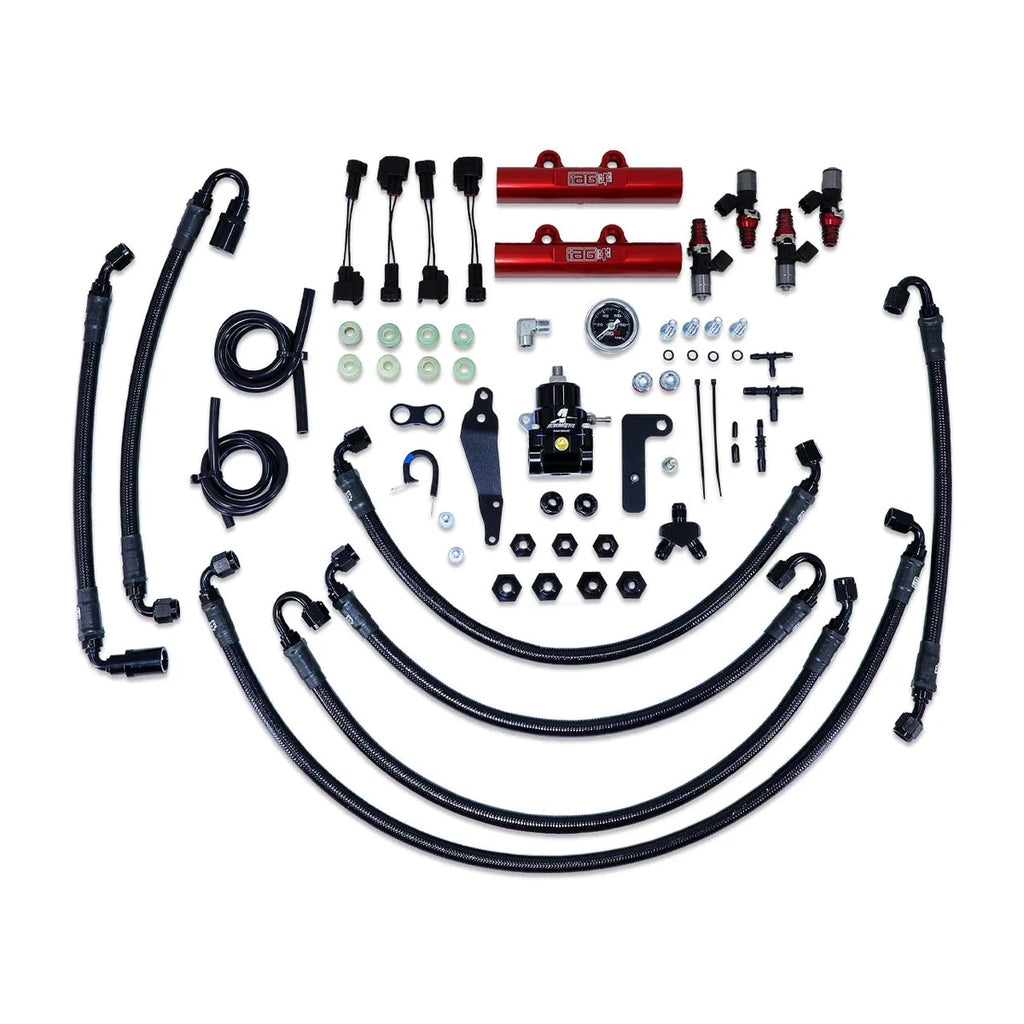 IAG Performance PTFE Flex Fuel System Kit w/ ID Injectors, Aeromotive FPR, IAG Fuel Rails (Red) IAG-AFD-2326RD - Main Prod...