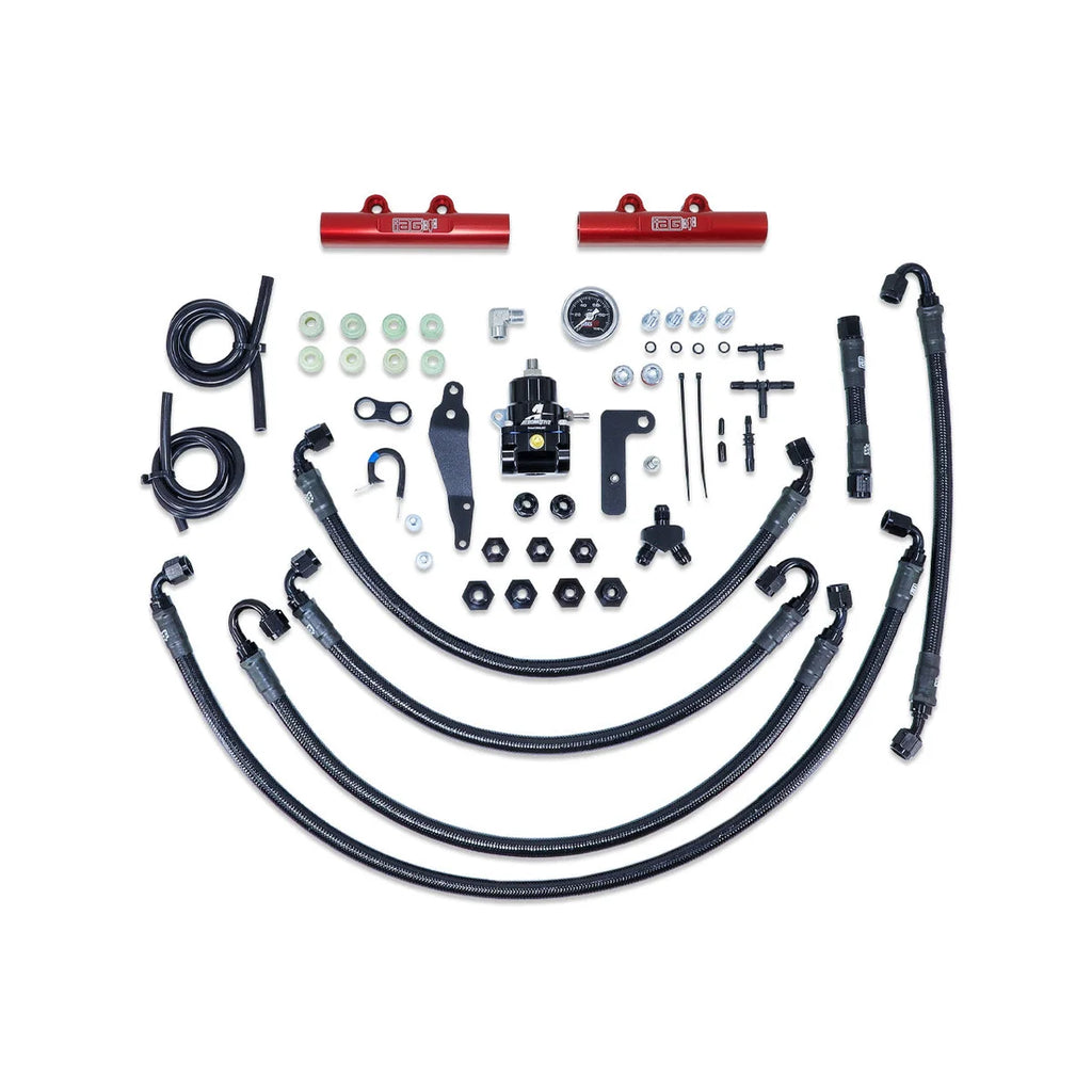 IAG Performance PTFE Fuel System Kit w/ Aeromotive FPR, IAG Fuel Rails (Red) IAG-AFD-2350RD - Main Product View
