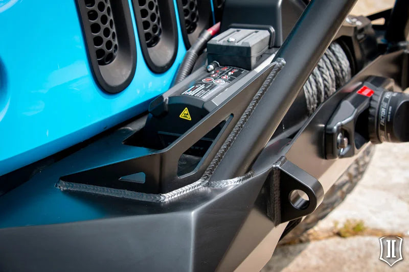 ICON 07-18 Jeep Wrangler JK Pro Series Front Bumper Rec Winch Mount w/Bar/Tabs - Installation View