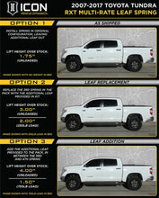 Load image into Gallery viewer, ICON 2007+ Toyota Tundra Multi Rate RXT Leaf Pack w/Add In Leaf - Side View