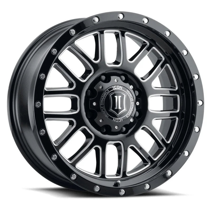 ICON Alpha 20x9 6x135 16mm Offset 5.625in BS Gloss Black Milled Spokes Wheel - Main Product View