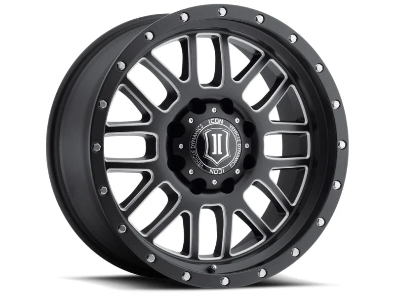 ICON Alpha 20x9 8x180 12mm Offset 5.5in BS 125.2mm Bore Satin Black/Milled Windows Wheel - Main Product View