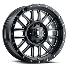 Load image into Gallery viewer, ICON Alpha 20x9 8x6.5in 19mm Offset 5.75in BS Gloss Black Milled Spokes Wheel - Main Product View