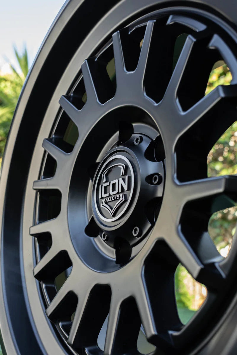 ICON Anza 17x8.5 6x120 0mm Offset 4.75in BS 67mm Hub Bore Satin Black Wheel - Side View