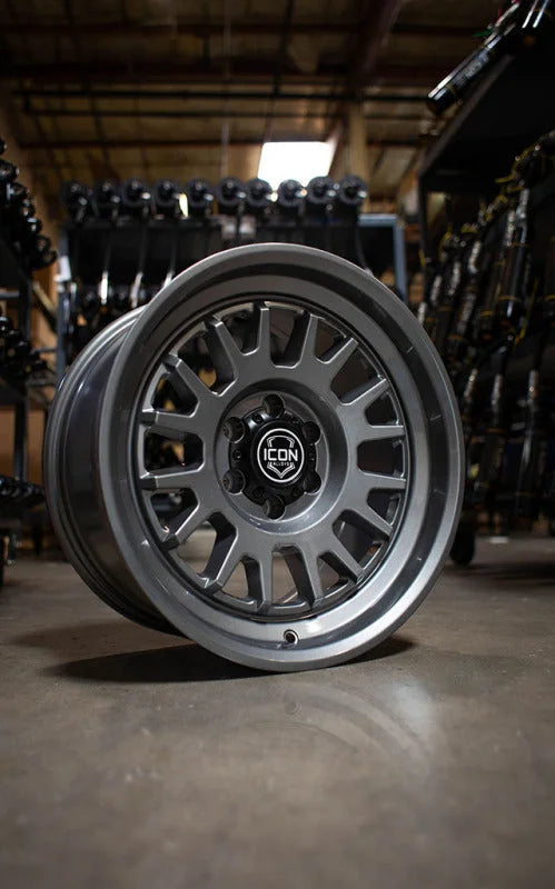 ICON Anza 17x8.5 / 6x5.5 / 25mm Offset / 5.75in BS - Gun Metal Wheel - Back View