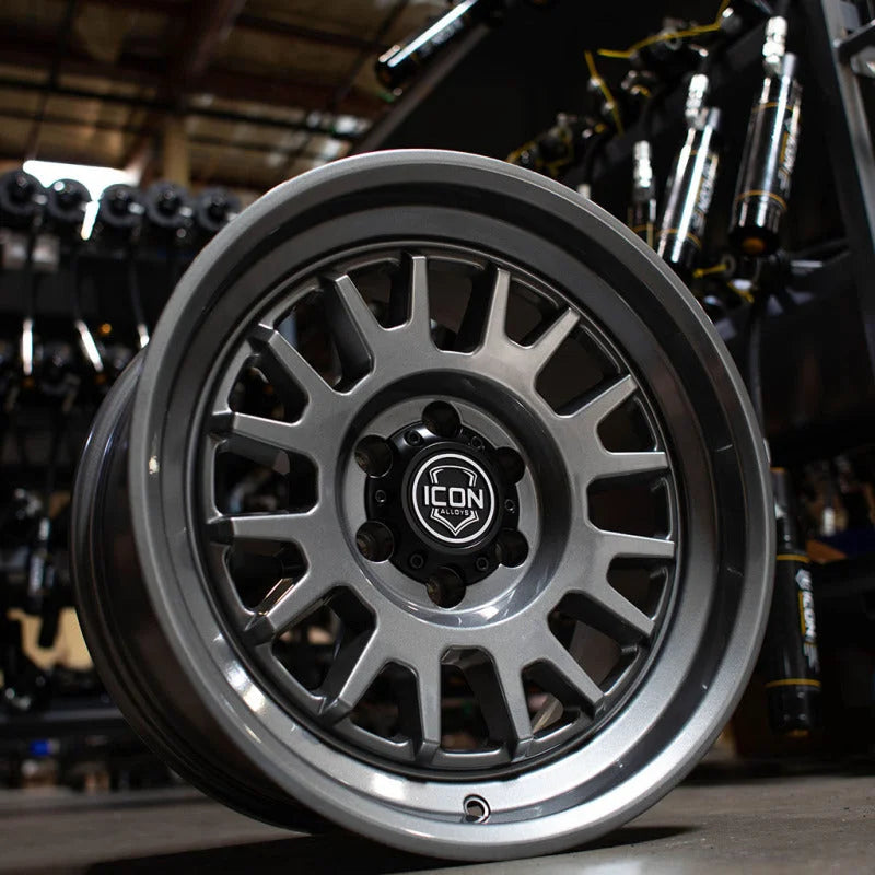 ICON Anza 17x8.5 / 6x5.5 / 25mm Offset / 5.75in BS - Gun Metal Wheel - Installation View