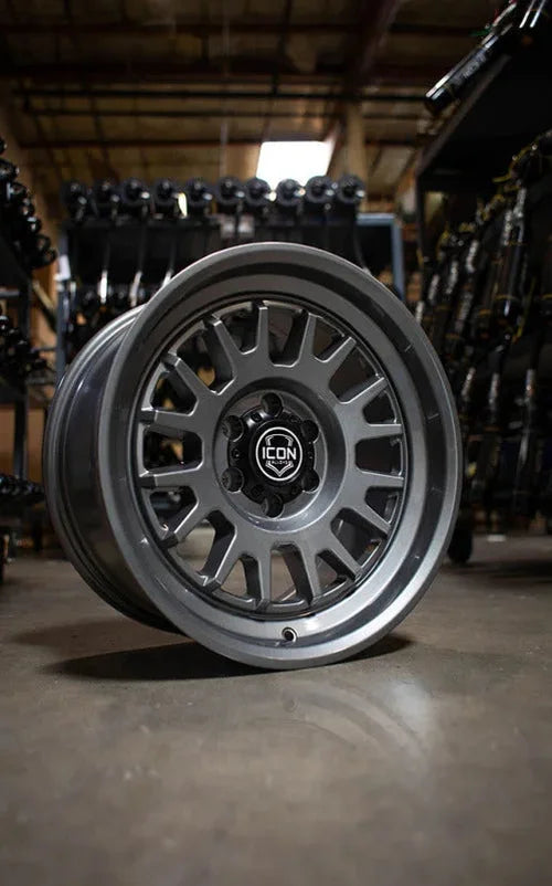 ICON Anza 17x8.5 / 6x5.5 / 25mm Offset / 5.75in BS - Gun Metal Wheel - Back View