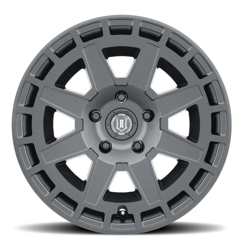 ICON Compass 17x8.5 5x5 -6mm Offset 4.5in BS Satin Black Wheel - Back View