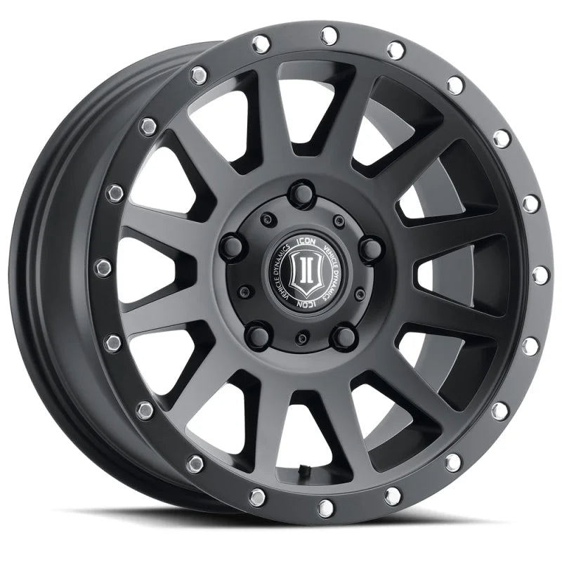 ICON Compression 17x8.5 5x150 25mm Offset 5.75in BS 110.1mm Bore Satin Black Wheel - Main Product View