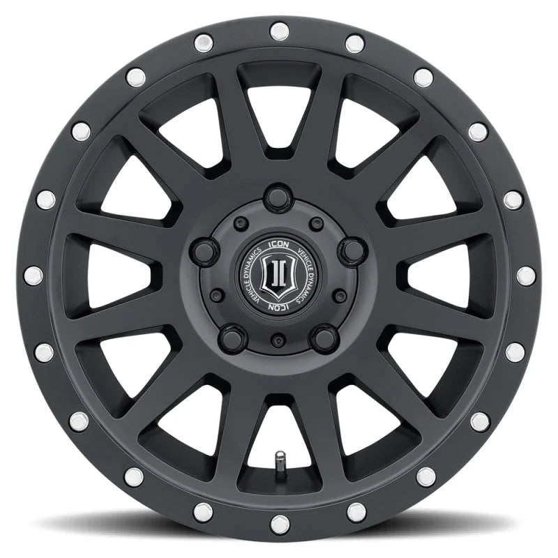 ICON Compression 17x8.5 5x150 25mm Offset 5.75in BS 110.1mm Bore Satin Black Wheel - Side View