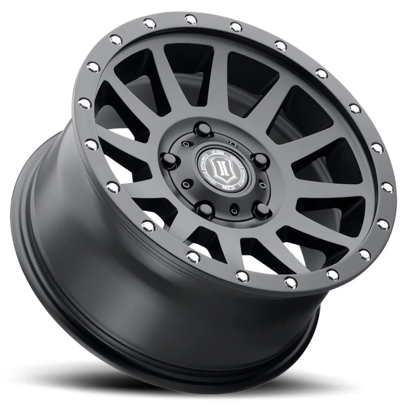 ICON Compression 17x8.5 5x150 25mm Offset 5.75in BS 110.1mm Bore Satin Black Wheel - Detail View