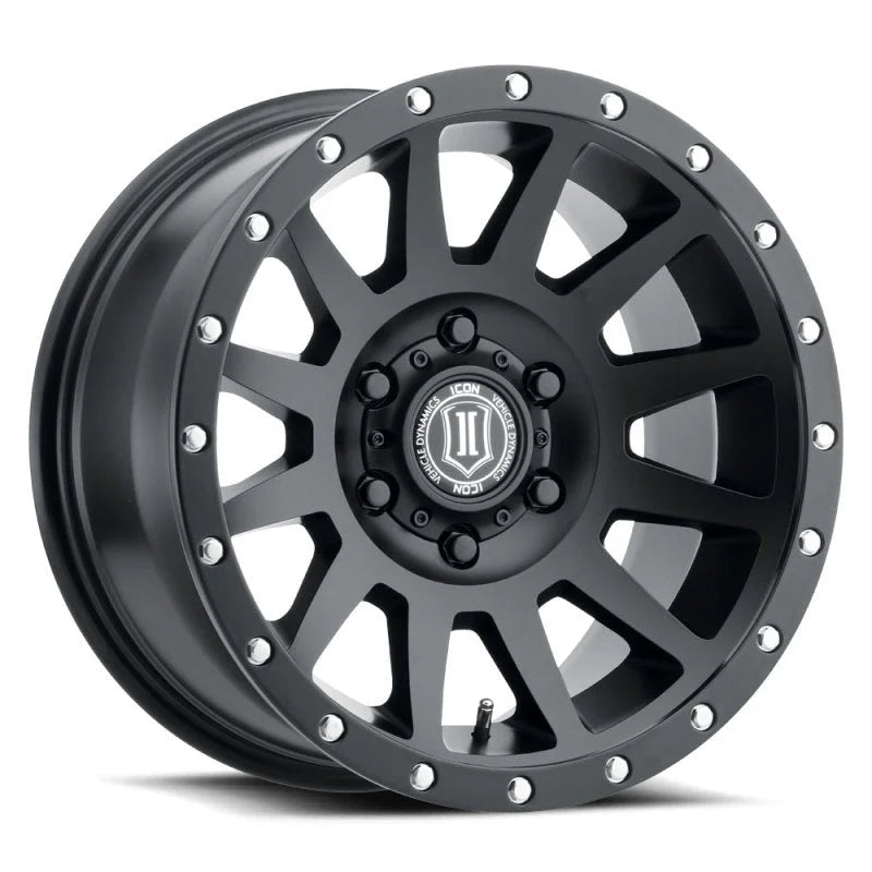 ICON Compression 17x8.5 6x5.5 0mm Offset 4.75in BS 106.1mm Bore Satin Black Wheel - Main Product View