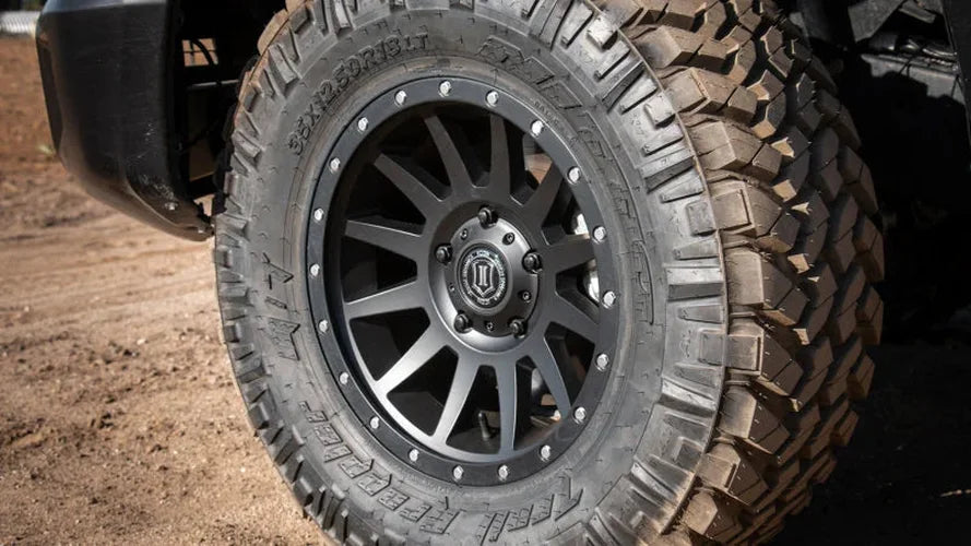ICON Compression 18x9 5x150 25mm Offset 6in BS Satin Black Wheel - Side View