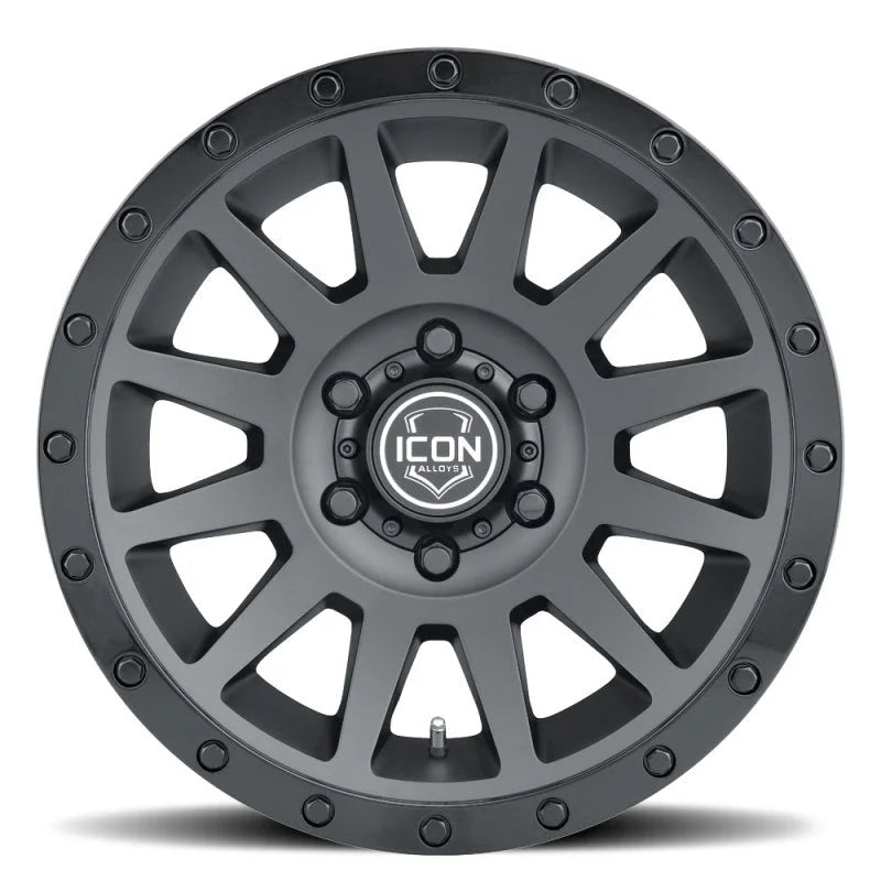 ICON Compression 18x9 6x5.5 0mm Offset 5in BS 106.1mm Bore Double Black Wheel - Side View